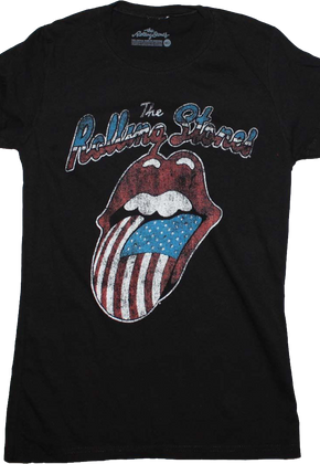 Ladies American Flag Tongue Rolling Stones Shirt