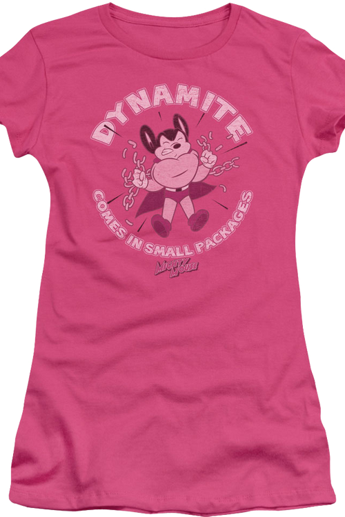 Ladies Dynamite Comes In Small Packages Mighty Mouse Shirt