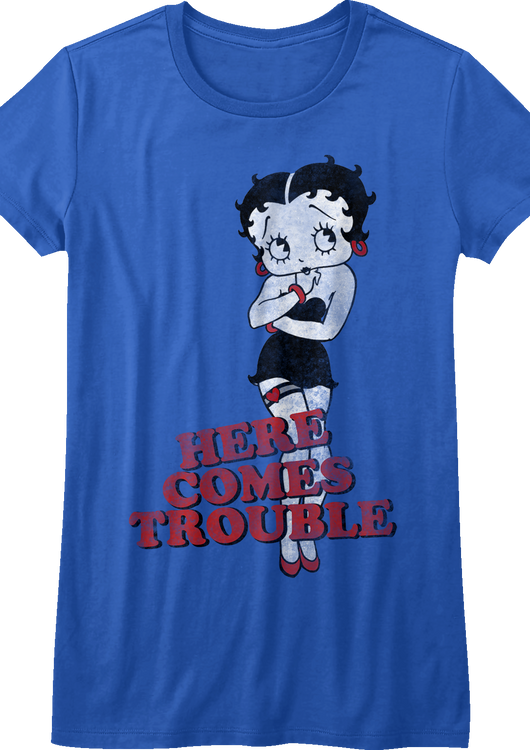 Womens Here Comes Trouble Betty Boop Shirt - main product image