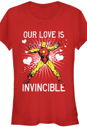 Ladies Our Love Is Invincible Iron Man Shirt