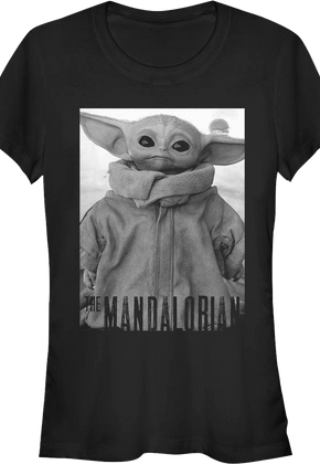 Ladies Star Wars The Mandalorian Child Black And White Portrait Shirt
