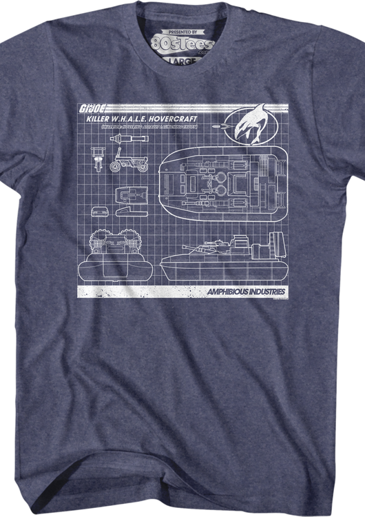 Killer WHALE Hovercraft Blueprints GI Joe T-Shirt - main product image