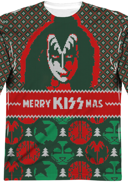 Kiss Band Ugly Faux Christmas Sweater Long Sleeve Tee - main product image