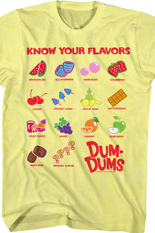 Know Your Flavors Dum-Dums T-Shirtmain product image