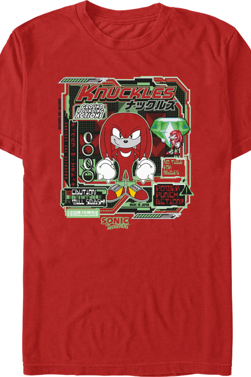 Knuckles Ground Pounding Actions Sonic The Hedgehog T-Shirtmain product image