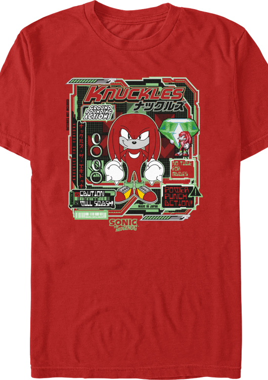Knuckles Ground Pounding Actions Sonic The Hedgehog T-Shirt - main product image