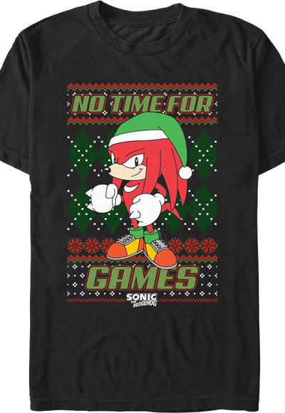 No Time For Games Faux Ugly Sweater Sonic The Hedgehog T-Shirt