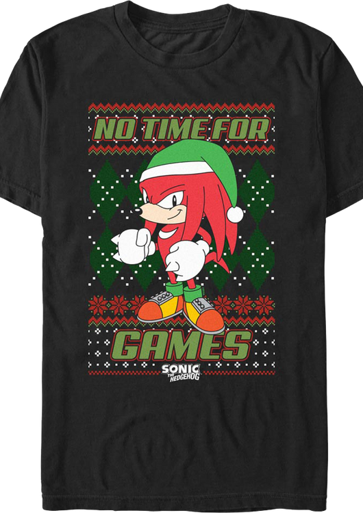 No Time For Games Faux Ugly Sweater Sonic The Hedgehog T-Shirt - main product image