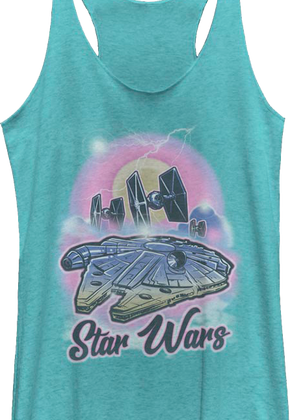 Ladies Airbrush Millennium Falcon Star Wars Racerback Tank Top