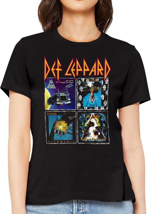 Womens Album Covers Collage Def Leppard Shirt - main product image
