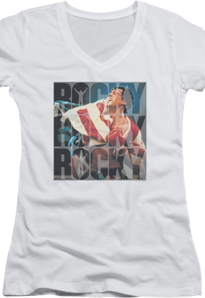 Ladies American Flag Rocky V-Neck Shirt