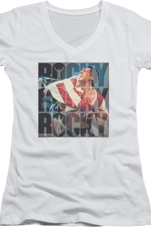 Ladies American Flag Rocky V-Neck Shirtmain product image