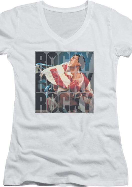 Ladies American Flag Rocky V-Neck Shirt - main product image