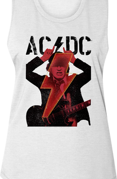 Ladies Angus Young Devil Horns ACDC Sleeveless Crewneck Shirt
