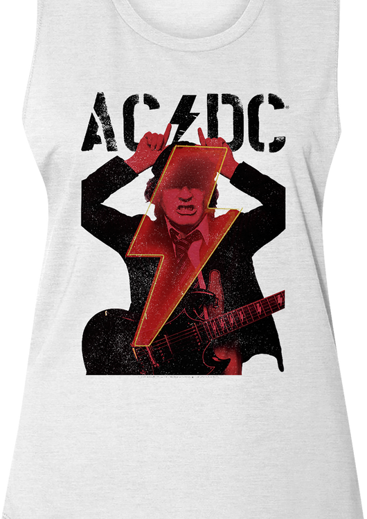 Ladies Angus Young Devil Horns ACDC Sleeveless Crewneck Shirt - main product image