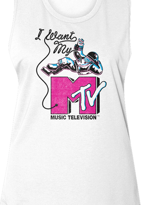Ladies Astronaut I Want My MTV Muscle Tank Top