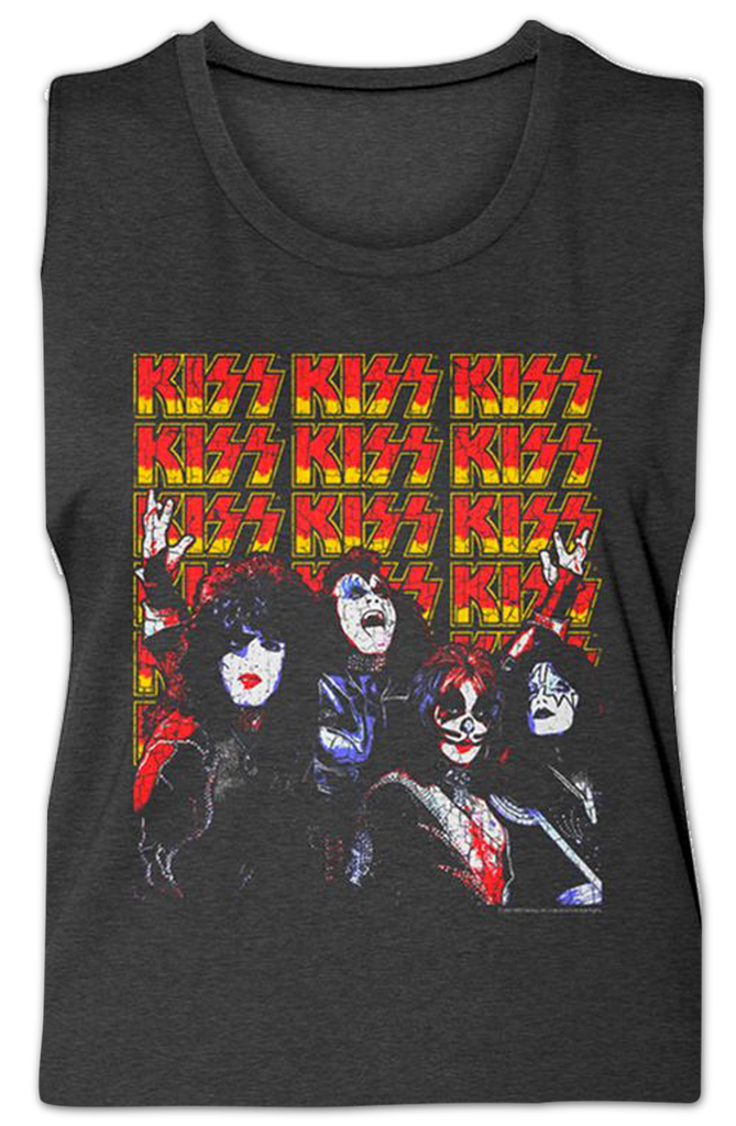 Ladies Band Members And Logos KISS Muscle Tank Top