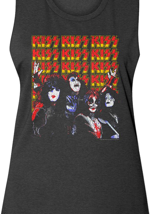 Ladies Band Members And Logos KISS Muscle Tank Top - main product image