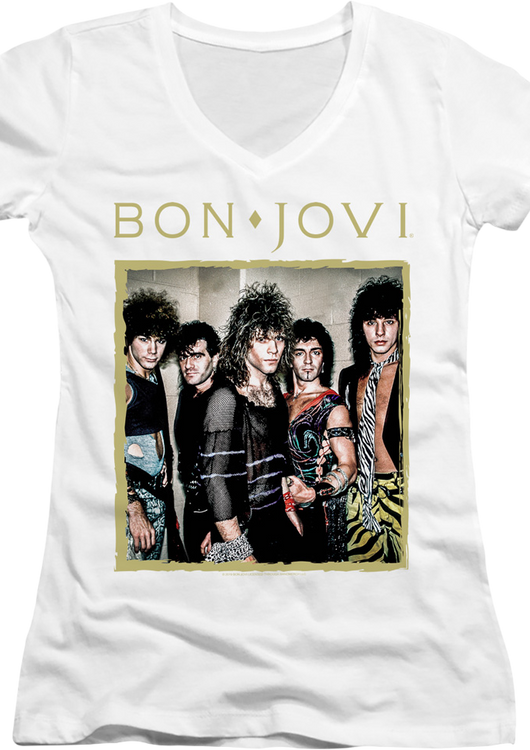 Ladies Band Photo Bon Jovi V-Neck Shirt - main product image