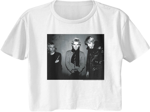 Ladies Black And White Photo The Police Crop Top - main product image