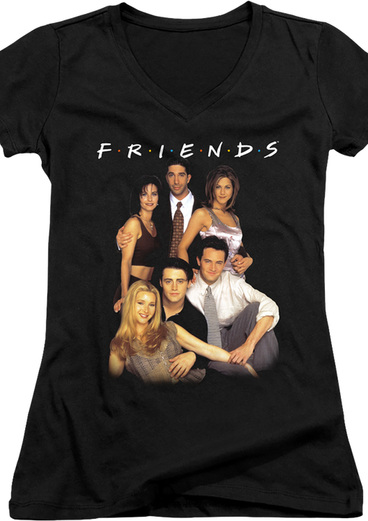 Ladies Cast Photo Friends V-Neck Shirt - main product image