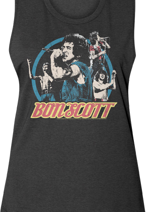 Ladies Collage Bon Scott Muscle Tank Top