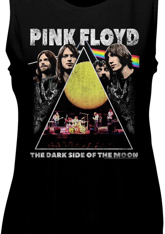 Ladies Dark Side of the Moon Collage Pink Floyd Muscle Tank Top - main product image