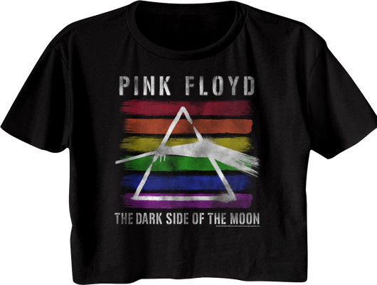Ladies Rainbow Dark Side of the Moon Pink Floyd Crop Top - main product image