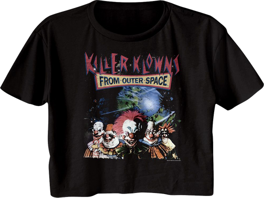 Ladies Distressed Killer Klowns From Outer Space Crop Top - main product image
