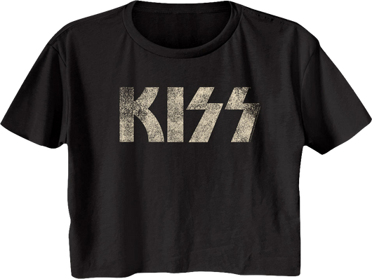 Ladies Distressed Logo KISS Crop Top - main product image