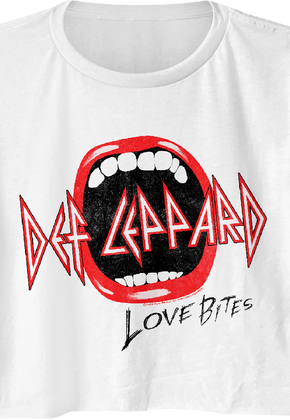 Ladies Distressed Love Bites Def Leppard Crop Top