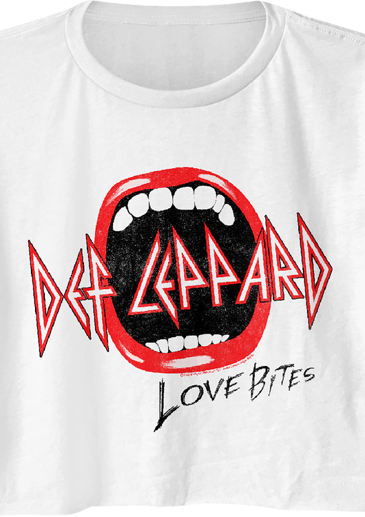 Ladies Distressed Love Bites Def Leppard Crop Top - main product image