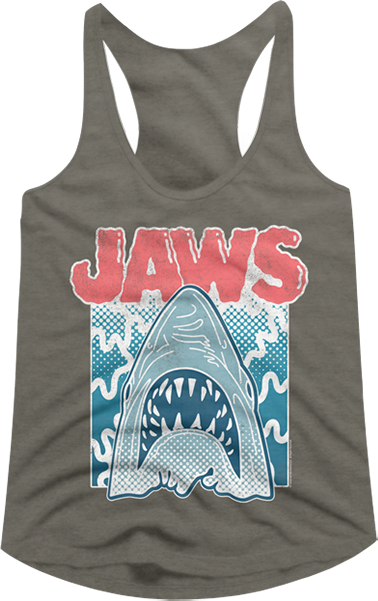 Ladies Distressed Splash Jaws Racerback Tank Top - main product image