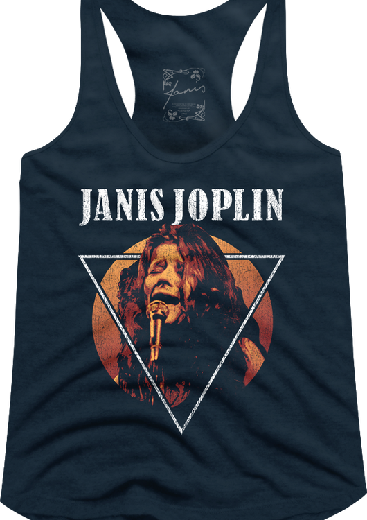 Ladies Distressed Triangle Janis Joplin Racerback Tank Top - main product image