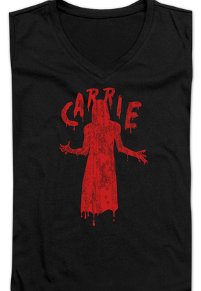 Ladies Dripping Blood Carrie V-Neck Shirt