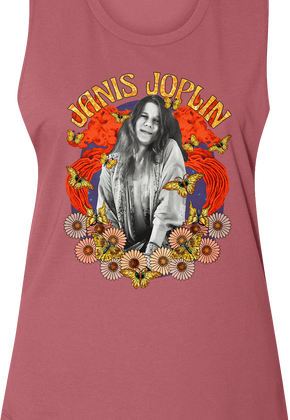 Ladies Flower Power Janis Joplin Muscle Tank Top