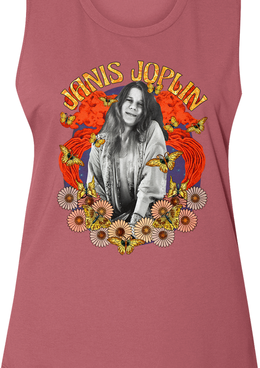 Ladies Flower Power Janis Joplin Muscle Tank Top - main product image