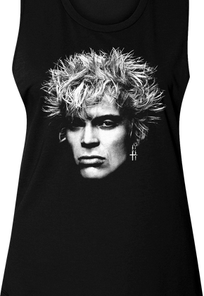 Ladies Head Shot Billy Idol Muscle Tank Top