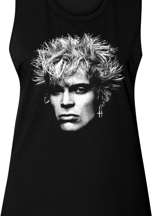 Ladies Head Shot Billy Idol Muscle Tank Top - main product image