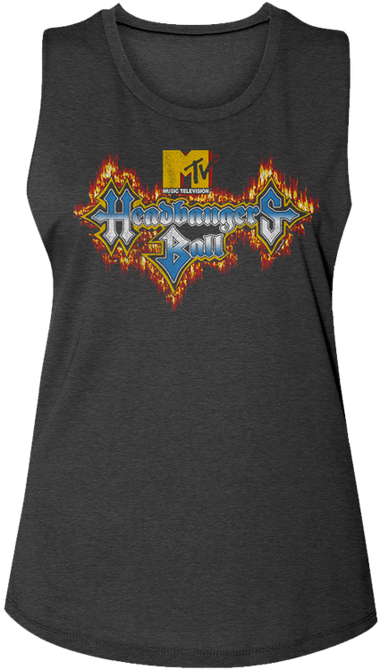 Ladies Headbangers Ball Flaming Logo MTV Muscle Tank Top - main product image