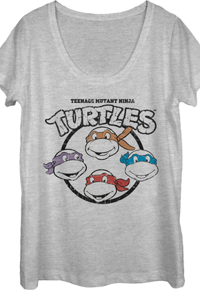Ladies Heroic Faces Teenage Mutant Ninja Turtles Scoopneck Shirt