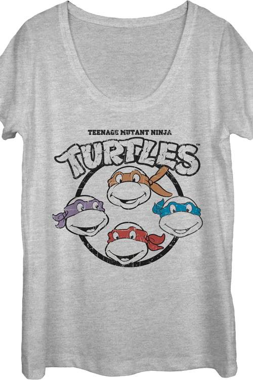 Ladies Heroic Faces Teenage Mutant Ninja Turtles Scoopneck Shirtmain product image