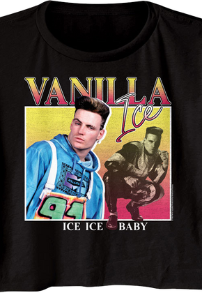 Ladies Ice Ice Baby Square Collage Vanilla Ice Crop Top