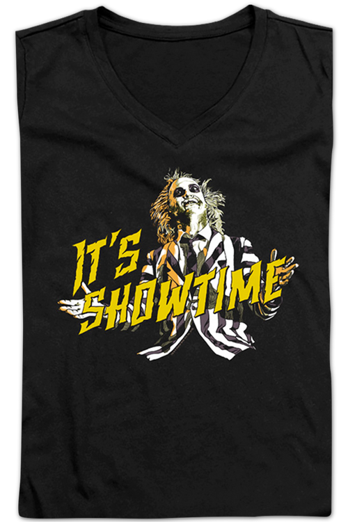 Ladies It's Showtime Beetlejuice V-Neck Shirtmain product image