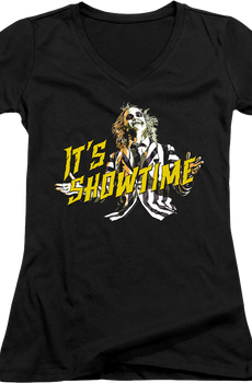 Ladies It's Showtime Beetlejuice V-Neck Shirt
