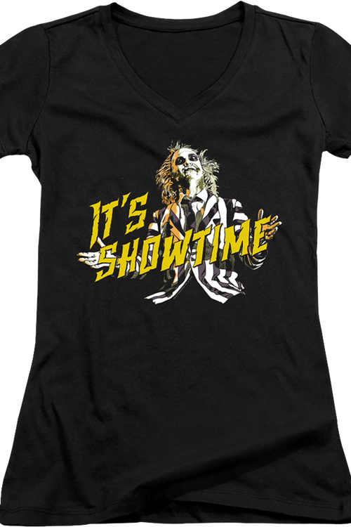 Ladies It's Showtime Beetlejuice V-Neck Shirtmain product image