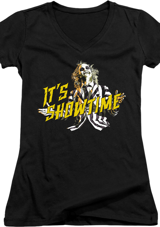 Ladies It's Showtime Beetlejuice V-Neck Shirt - main product image