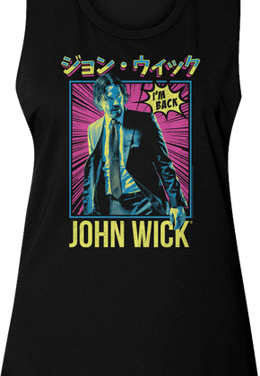 Ladies Japanese Poster John Wick Muscle Tank Top