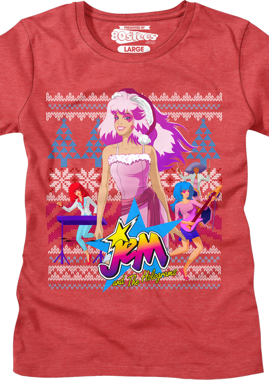 Ladies Jem and the Holograms Faux Knit Christmas Shirt - main product image