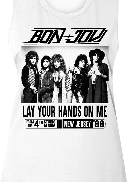 Ladies Lay Your Hands On Me Bon Jovi Muscle Tank Top - main product image